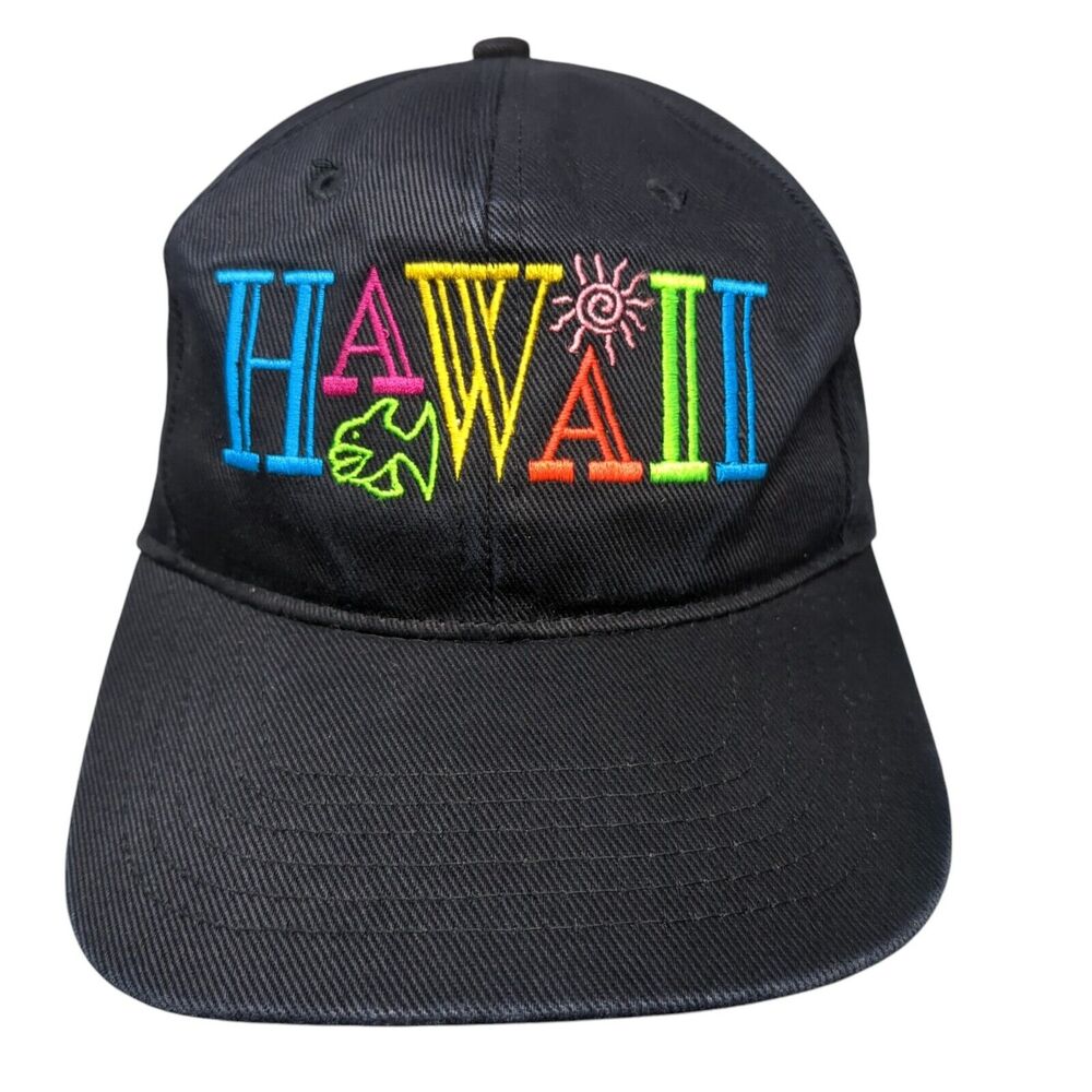 Hawaii Snapback Hat Black OSFA Solid Adjustable Embroidered Hawaiian